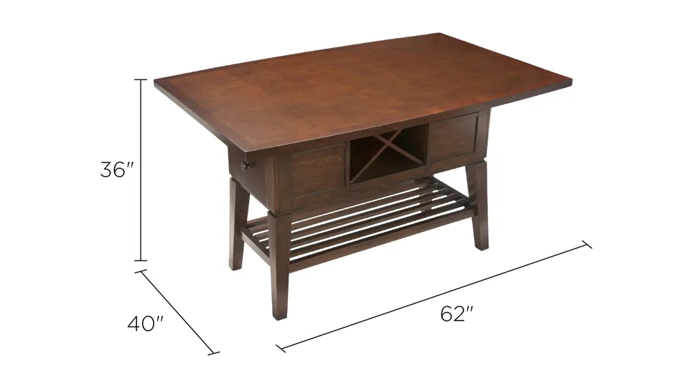 Danfield Counter-Height Dining Table w/ Wine Storage Dimensions
