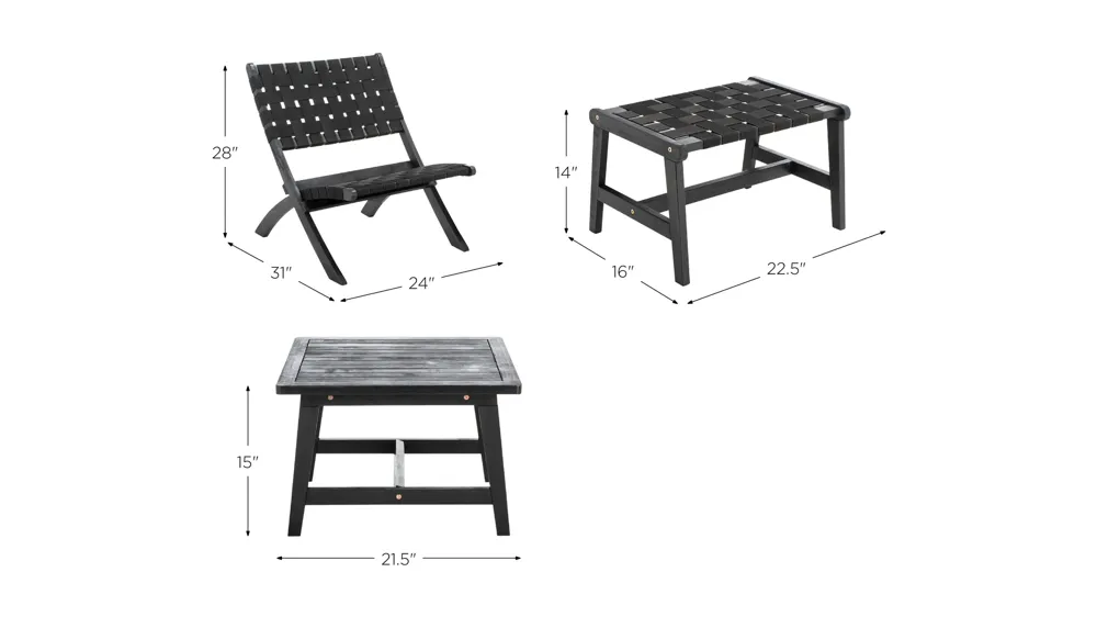 Shea 5-pc. Patio Set Dimensions
