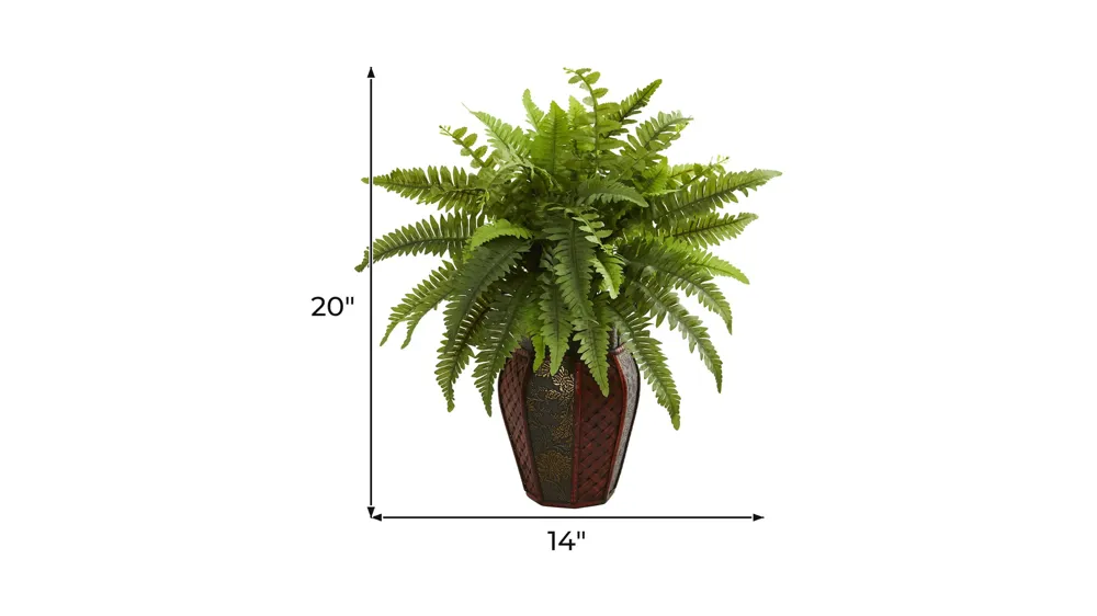 Boston Fern Artificial Plant in Decorative Planter Dimensions