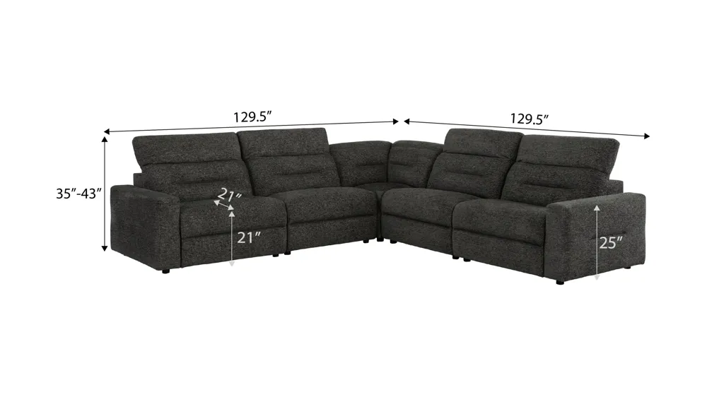 Bradbury 5-pc. Sectional Dimensions