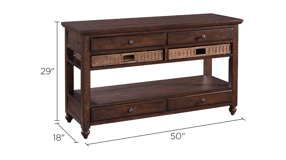 Cottage Lane Wood Sofa Table Dimensions
