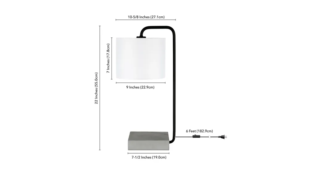 Kamaria Concrete Table Lamp Dimensions