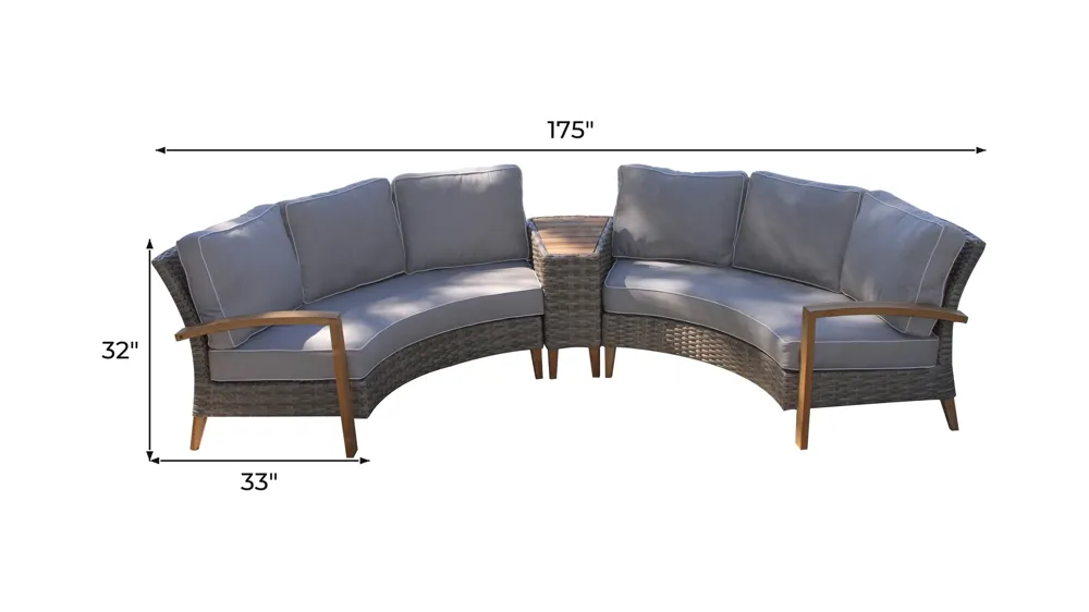 Elton Outdoor Set -3pc. Dimensions
