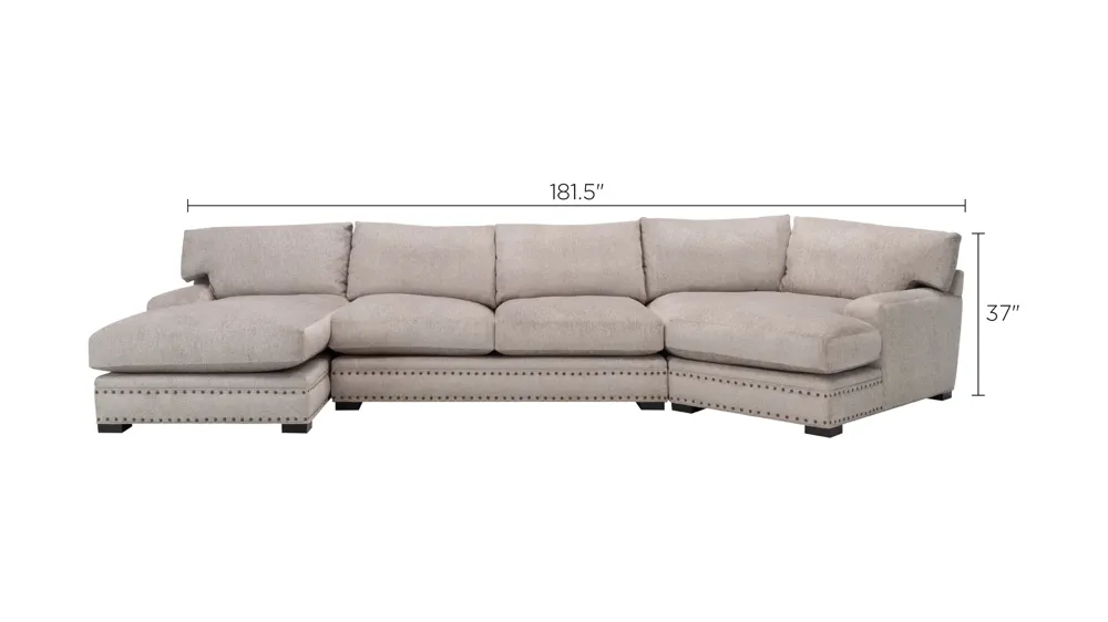 Sienna Chenille 3-pc. Sectional Sofa Dimensions