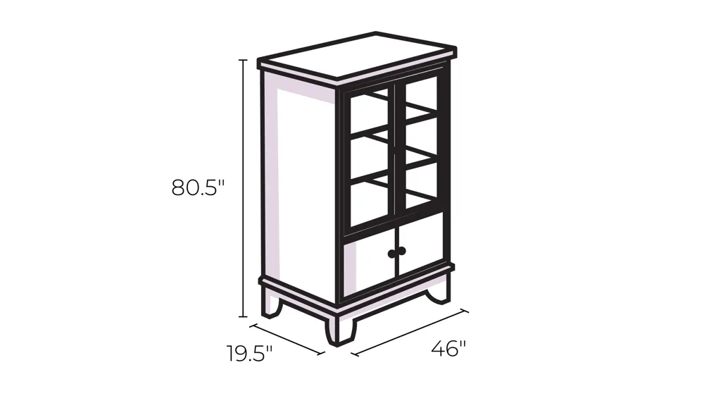 Wellington Dining Room Curio With Led Lighting Dimensions