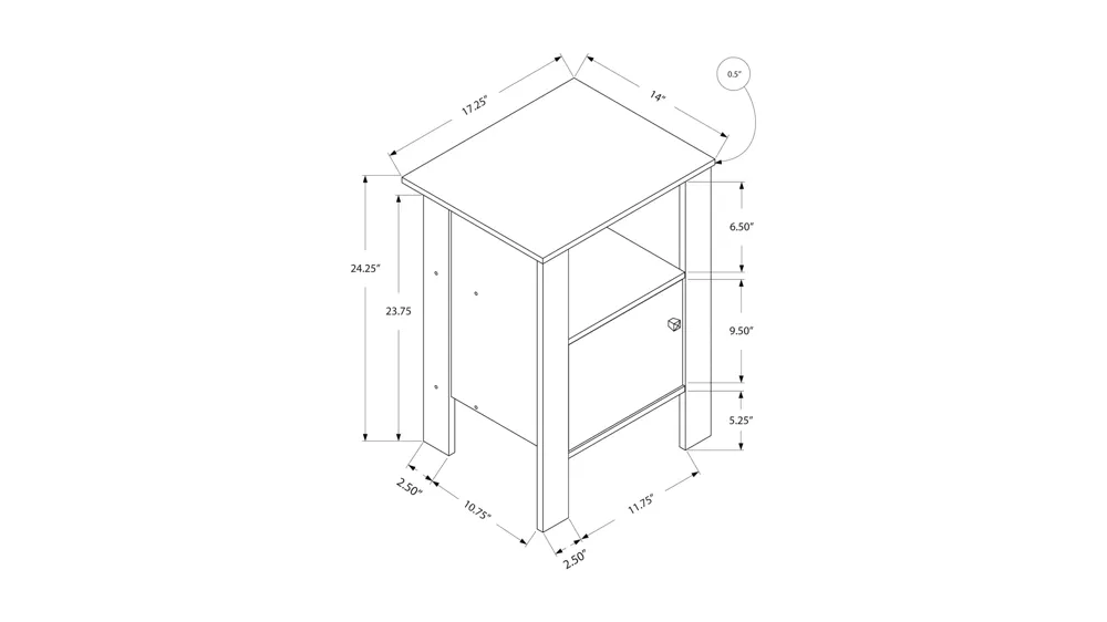 Monarch Specialties Side Table Dimensions