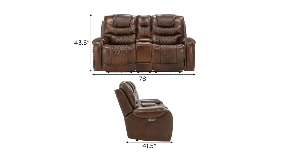Ballard Power Console Loveseat w/Power Headrest Dimensions