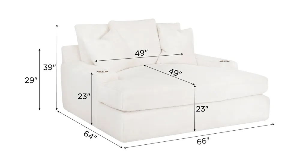 Woolly Chaise w/ Cup Holders and USB Dimensions