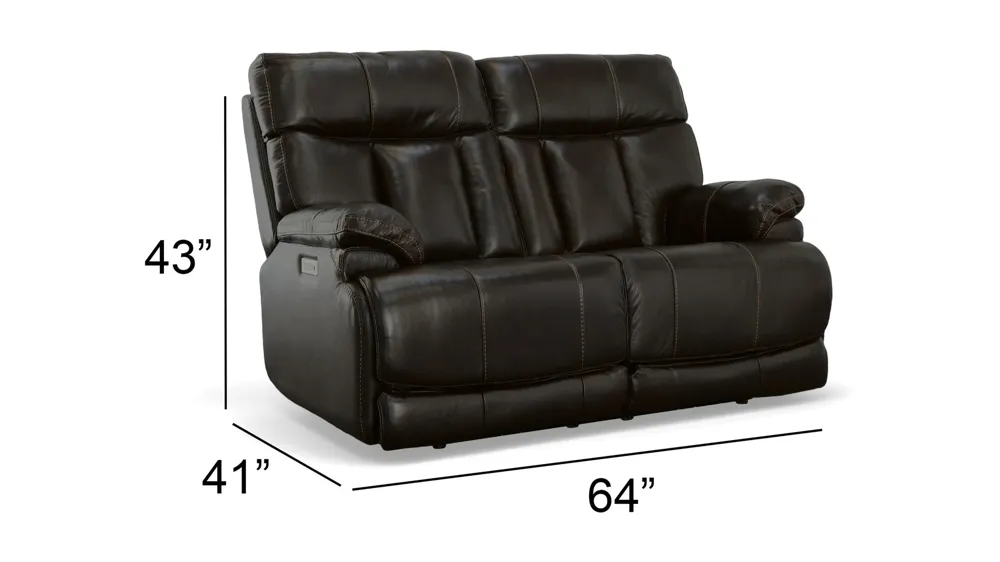 Clive Leather Power Reclining Loveseat with Power Headrest and Lumbar Dimensions