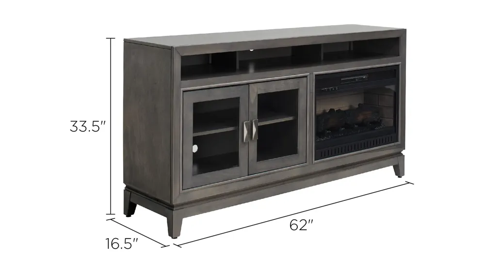 Burton 62" TV Console with Fireplace Dimensions