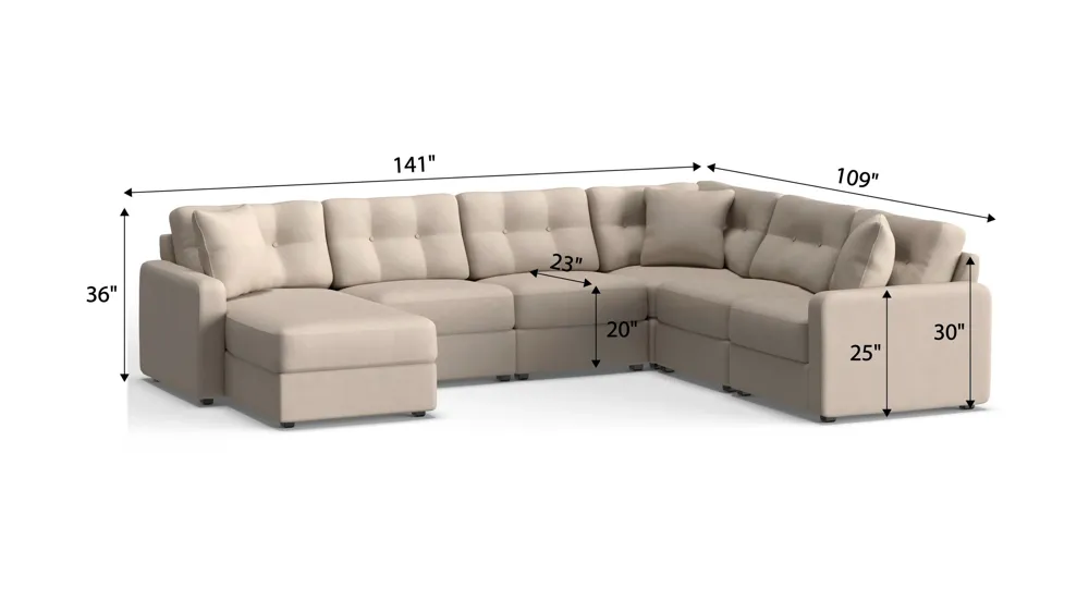 ModularOne 6-pc. Sectional Dimensions