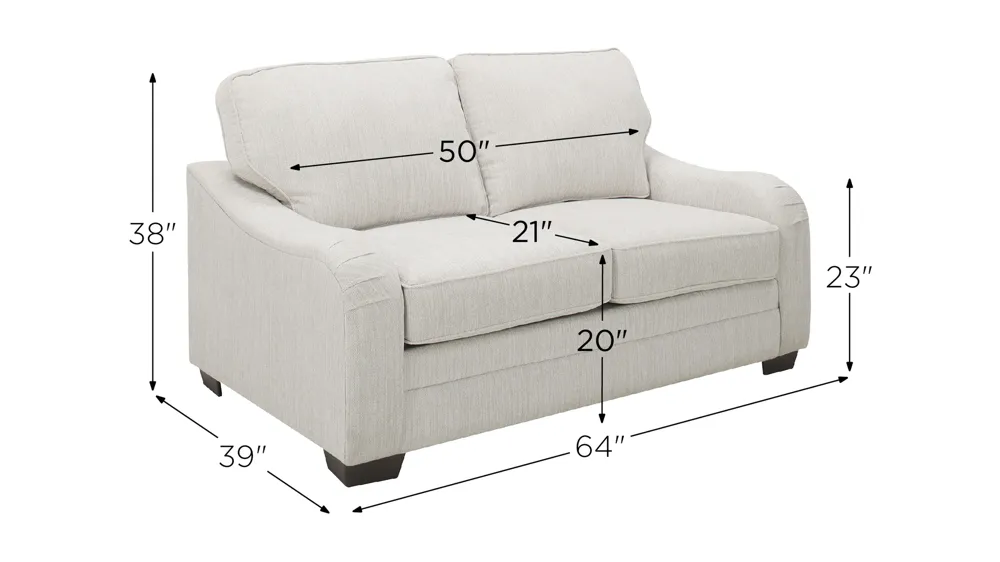 Caid Chenille Loveseat Dimensions