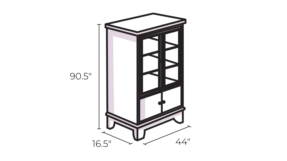 Sanctuary Glass China Curio w/ Lighting Dimensions