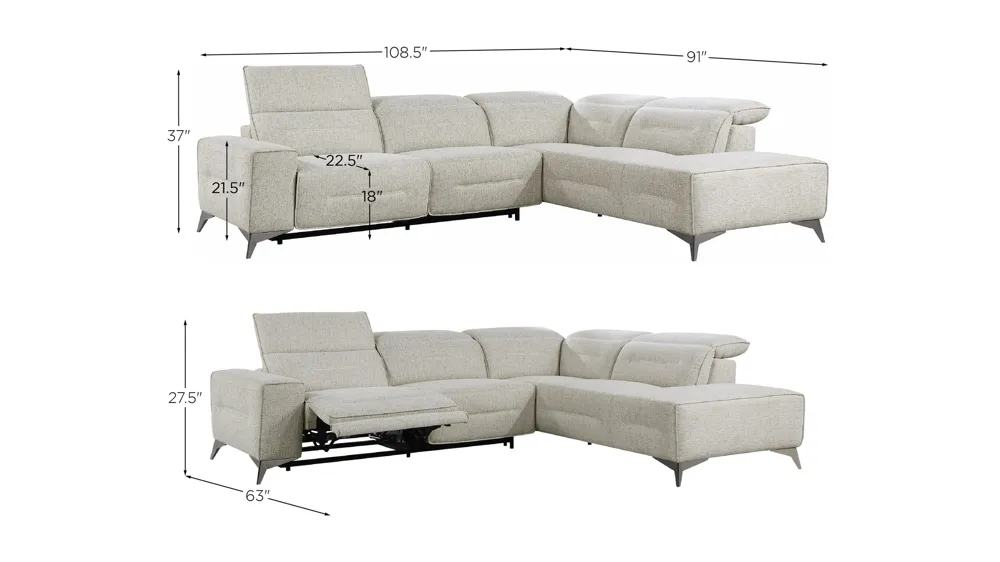 Boise 2-pc. Power Reclining Sectional Dimensions