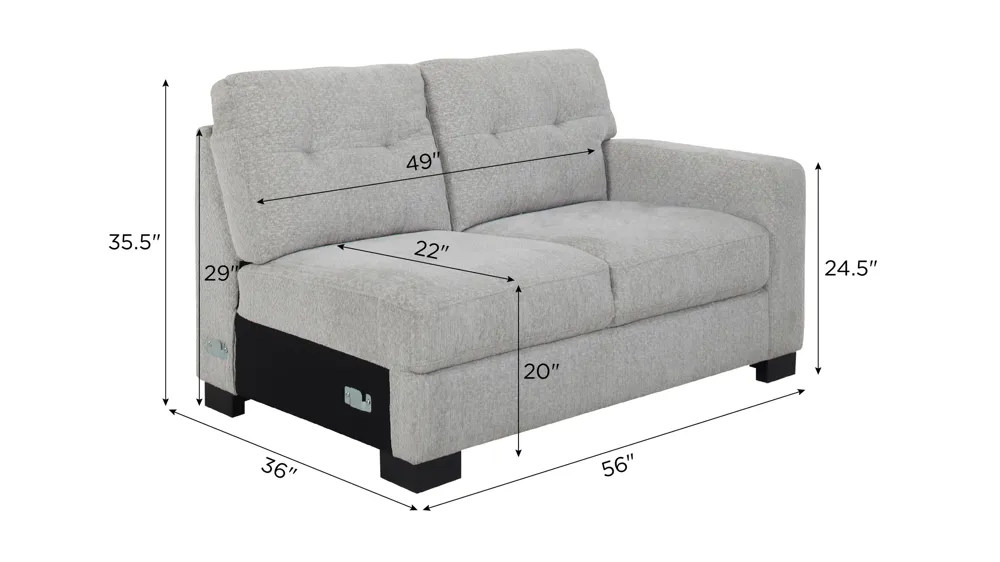 Pierce Right Arm Facing Loveseat Dimensions