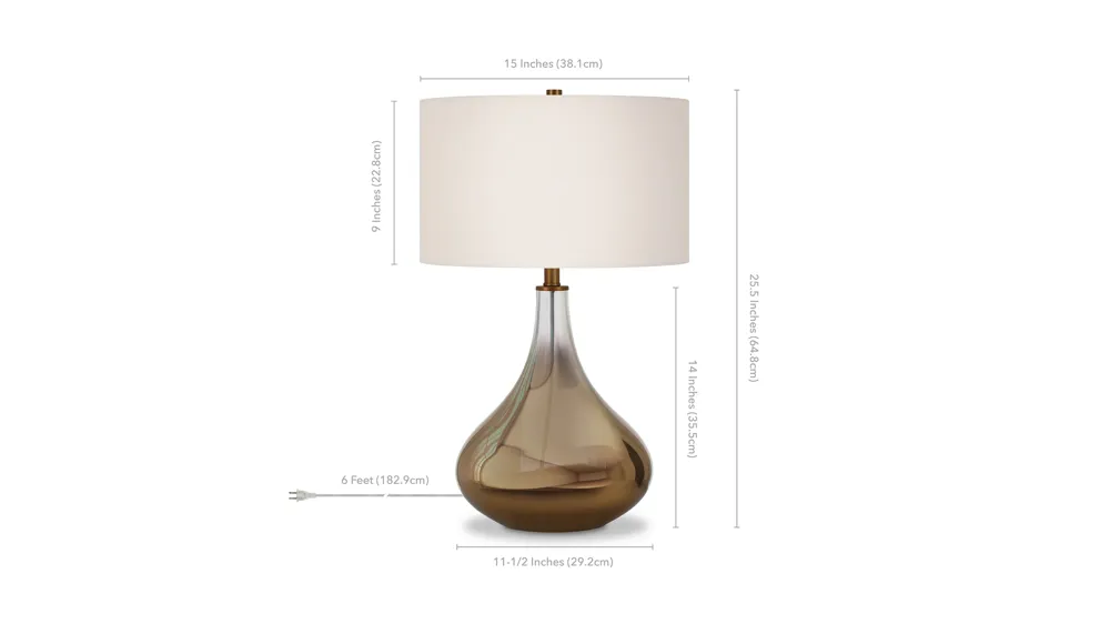 Valeria Glass Table Lamp Dimensions