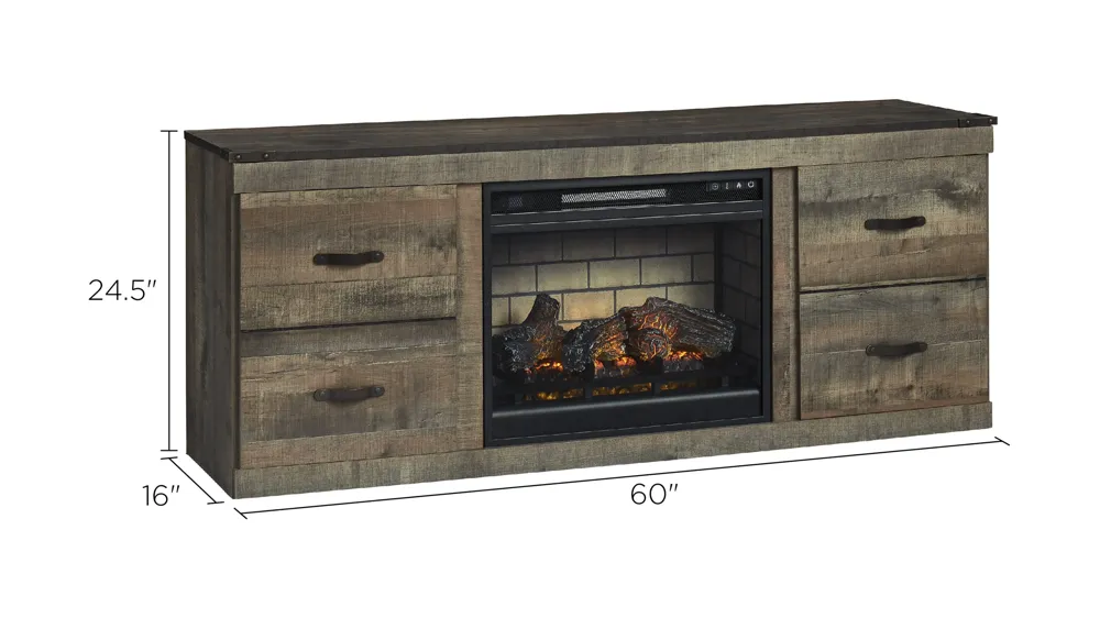 Trinell TV Console w/ Electric Fireplace Dimensions