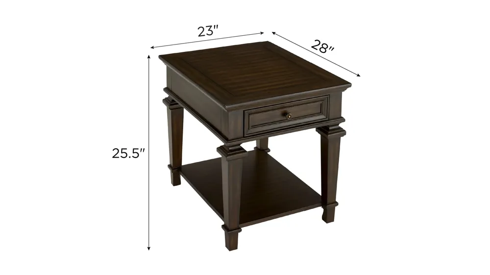 Conrad End Table w/ Drawer Dimensions