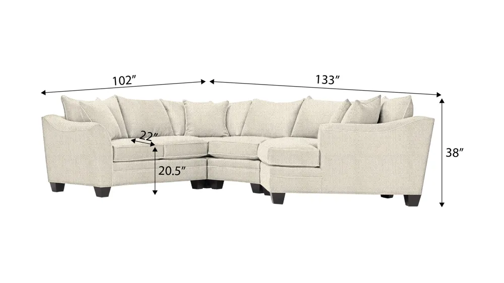 Foresthill 4-pc. Right Hand Cuddler Sectional Sofa Dimensions