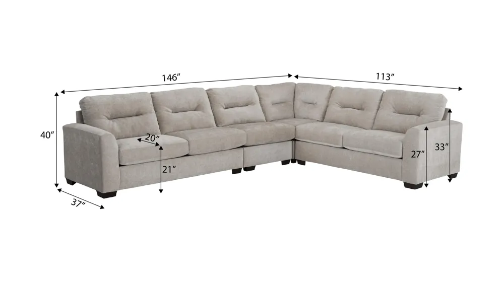Oliver 4-pc. Sectional Dimensions