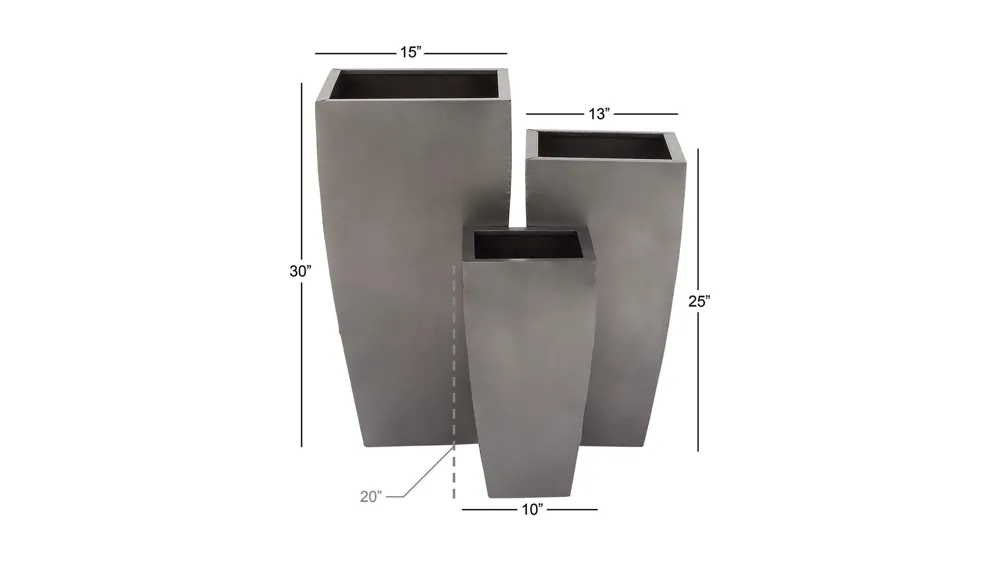 Ivy Collection Chattanooga Planter Set of 3 Dimensions