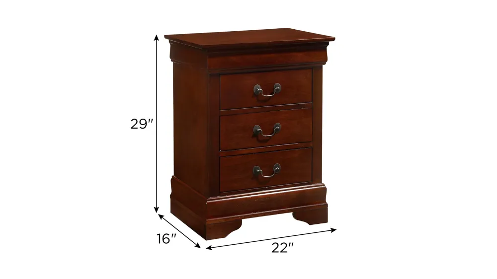 Rossie 3-Drawer Nightstand Dimensions