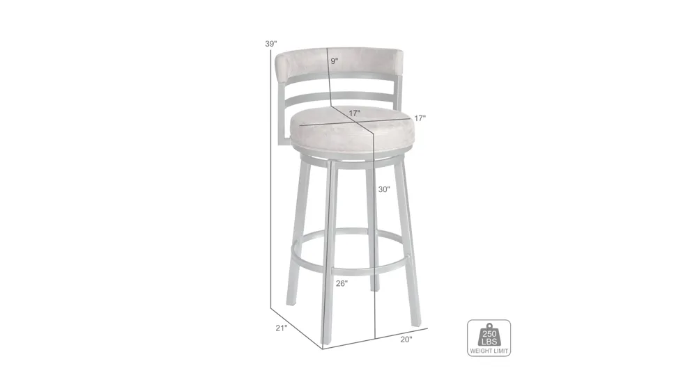 Clary 30" Swivel Barstool Dimensions