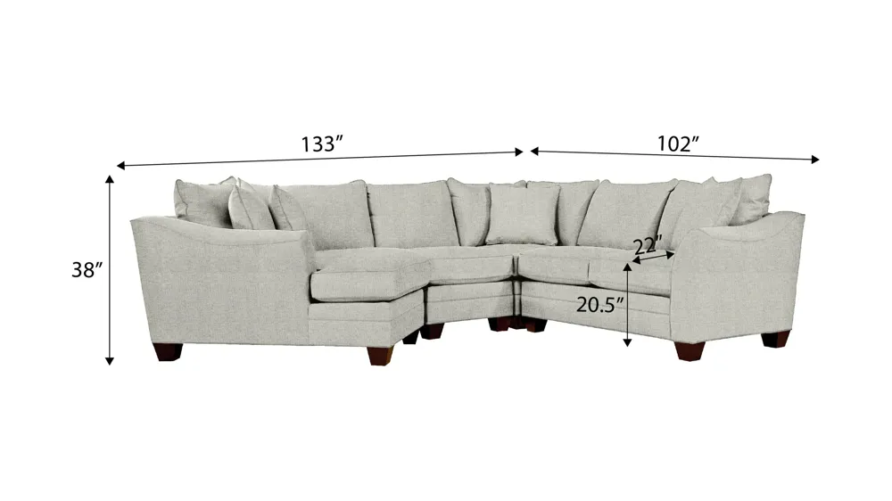 Foresthill 4-pc. Left Hand Cuddler Sectional Sofa Dimensions