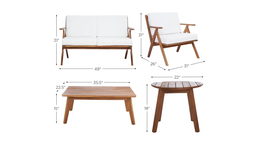 Dryad 5-pc. Outdoor Patio Set Dimensions