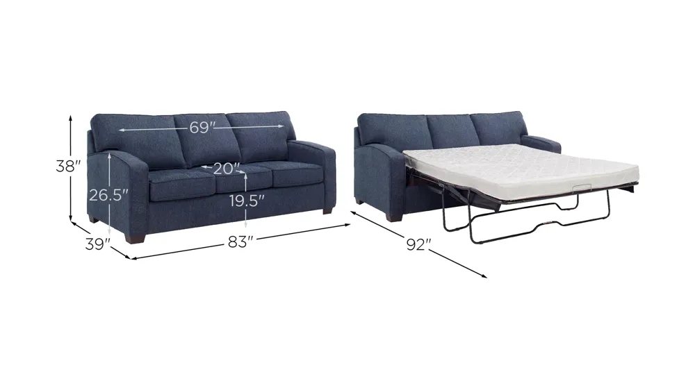Gabe Queen Sleeper Sofa Dimensions