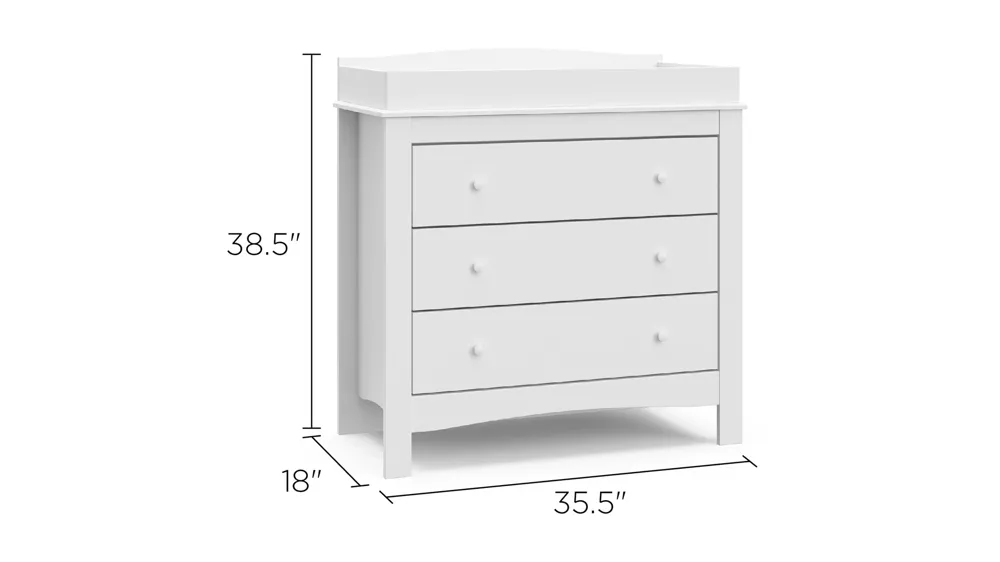 Nolan 3-Drawer Chest w/Topper Dimensions