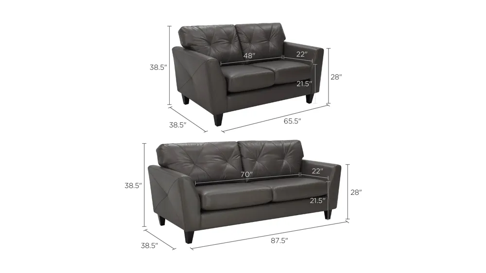 Aiden 2-pc. Sofa and Loveseat Set Dimensions