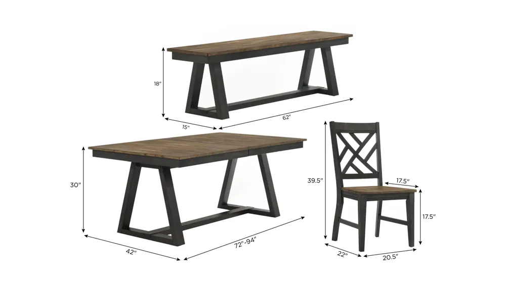 Harper 6-pc. Dining Set Dimensions