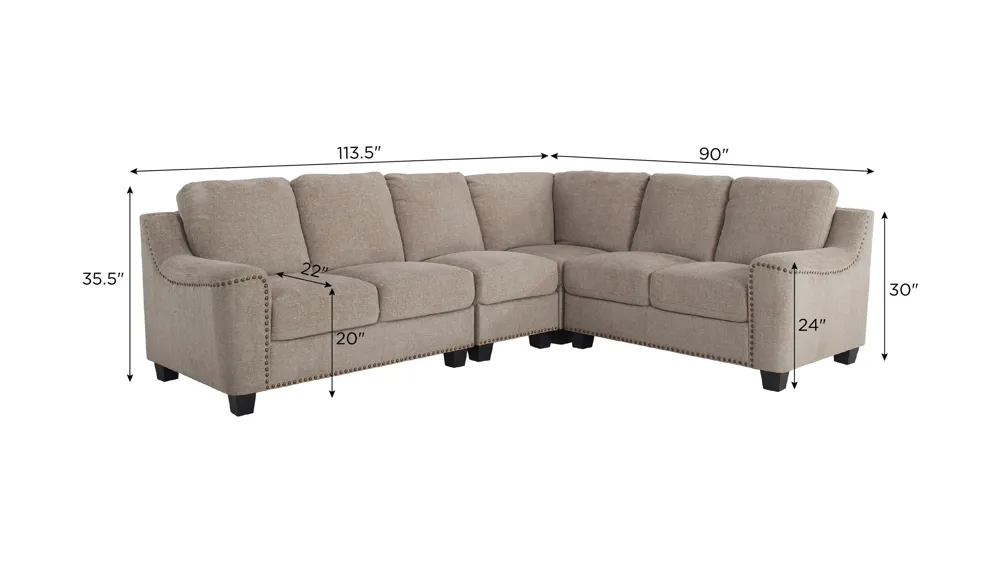 Caravan 4-pc. Sectional Dimensions