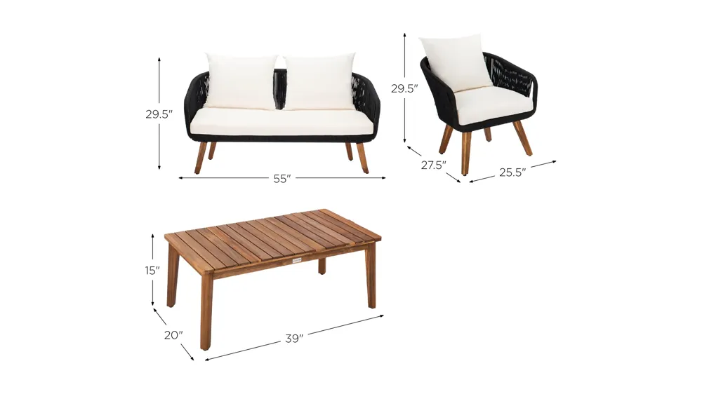 Prester 4-pc. Patio Set Dimensions