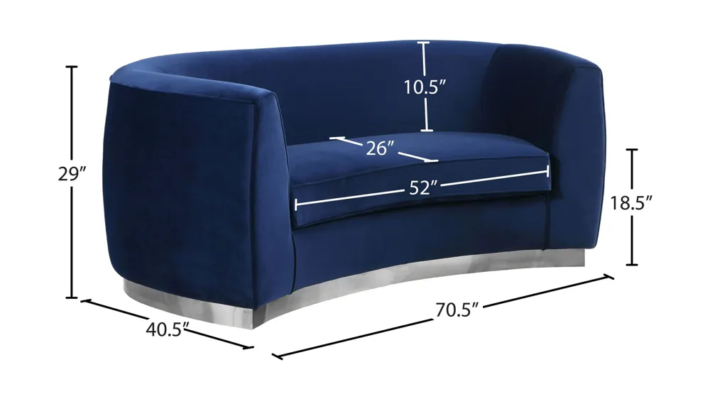 Julian Velvet Loveseat Dimensions
