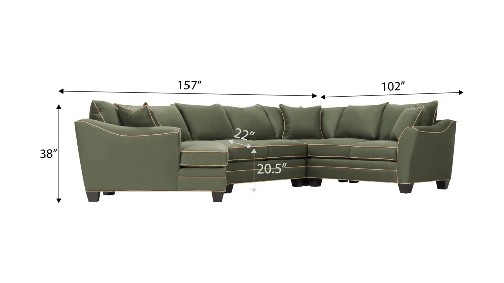 Foresthill 4-pc. Left Hand Cuddler with Loveseat Sectional Sofa Dimensions