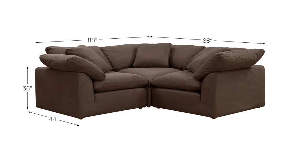 Puff Slipcover 3-pc. Sectional Dimensions