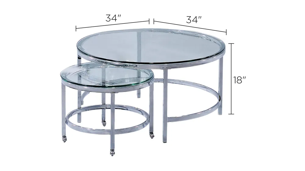 Patinoire Round Nesting Cocktail Table Set Dimensions