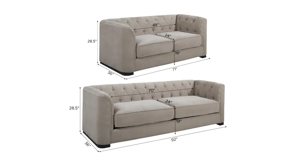 Loft 2-pc. Sofa & Loveseat Set Dimensions