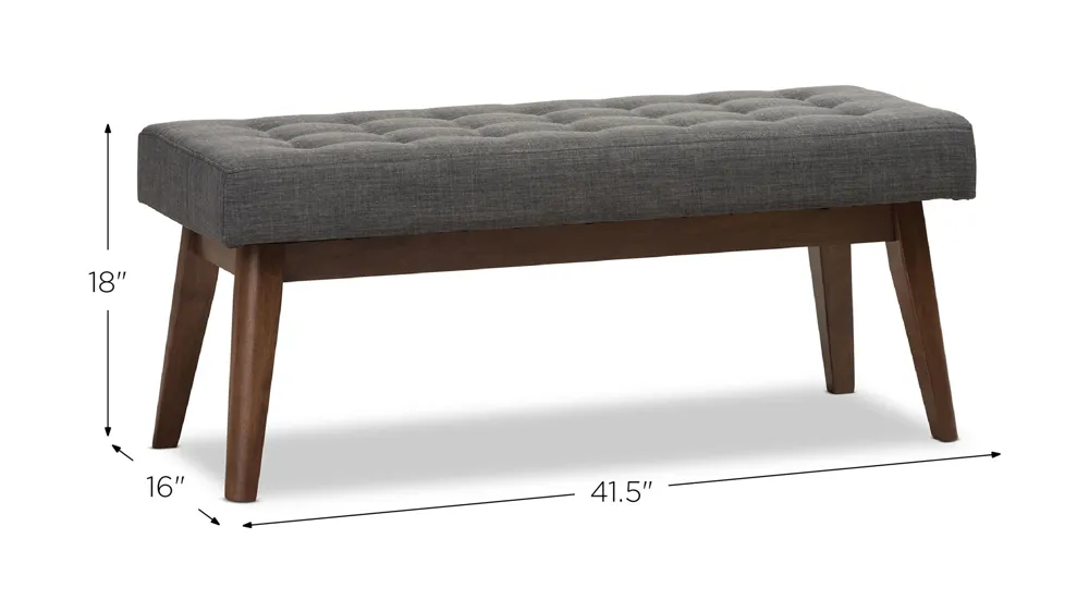 Elia Fabric Button-Tufted Bench Dimensions