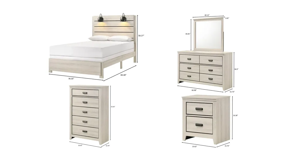 Carter 5-pc. Bedroom Set Dimensions