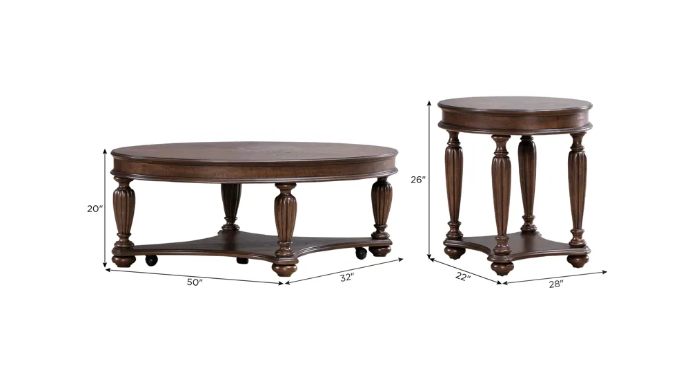 Crawley 3-pc. Occasional Tables Dimensions