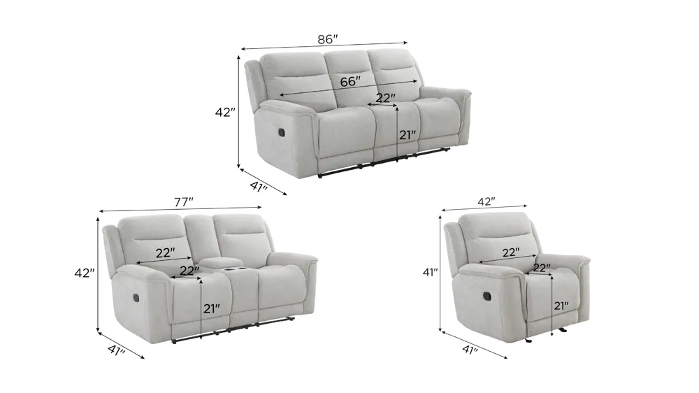 Bristol Living Room Set Dimensions