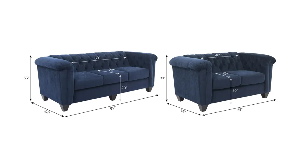 Lush Living Room Set Dimensions