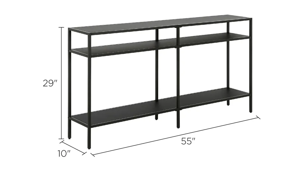 Paulino 55" Rectangular Accent Table with Metal Shelves Dimensions