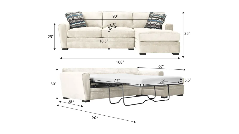 Artemis II 2-pc. Sectional w/ Full Sleeper Dimensions