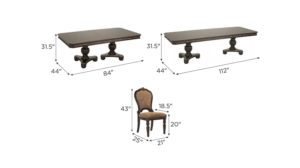 Regal Manor 5-pc Dining Set Dimensions