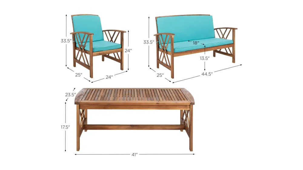 Wrangell 4-pc. Patio Set Dimensions
