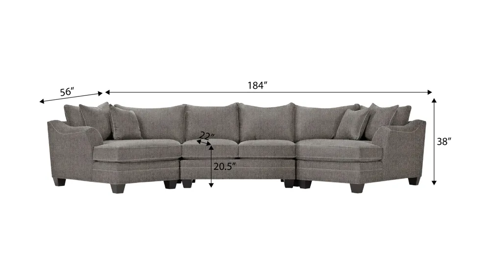 Foresthill 3-pc. Symmetrical Cuddler Sectional Sofa Dimensions